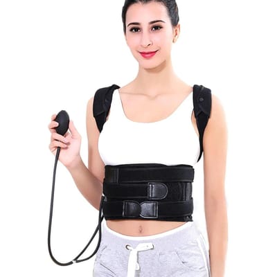 1 Set Opblaasbare Rugsteun Houdingscorrectie Verstelbare Lendensteun Voor Schouderhouding Verbetering L For Waist 85-110cm