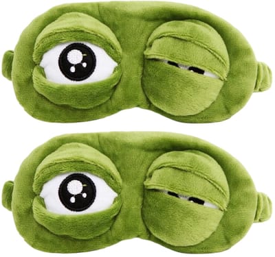 Dailygoods- Slaapmasker Grappig Kikkerdesign - Oogmasker voor Op Reis - 2 Stuks - Zachte Stof - Verstelbare Band - Optimale Verduistering