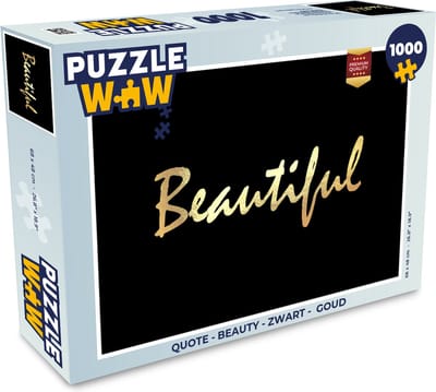 Puzzel Quote - Beauty - Zwart - Goud - Legpuzzel - Puzzel 1000 stukjes volwassenen