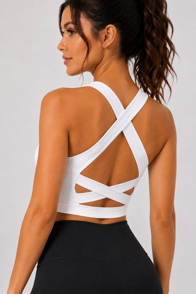 SparkNine Sculptactive sporttop - met ingebouwde sportbeha - verwijderbare pads - S - wit - high impact ondersteuning - kruisrug - ademend & stijlvol