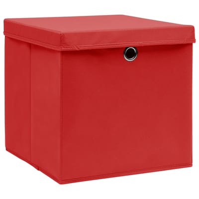 vidaXL - Opbergboxen - met - deksel - 10 - st - 32x32x32 - cm - stof - wit