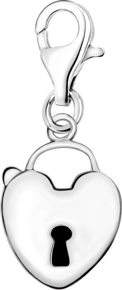 Quiges – 925 - Zilver – Charm - Bedel - Hanger - 3D Hart Slot - met – sterling - zilver - karabijnslot - geschikt - voor -Bedelarmband HC027