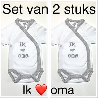 Petit Villain Unisex Baby Rompertje - Ik  oma - Maat 56/62 - set van 2 stuks