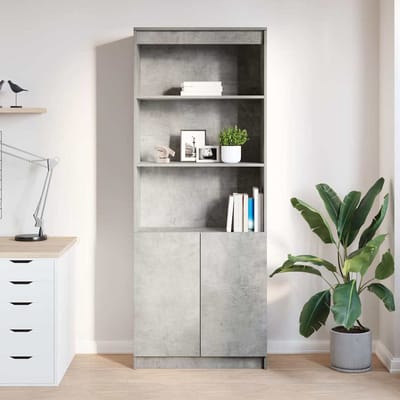vidaXL - Hoge - kast - 70x35x180 - cm - bewerkt - hout - betongrijs