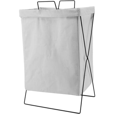 Panier à linge pliable Cadre en fer épaissi Rectangle long Panier à vêtements Bac de rangement Organisateur L blanc