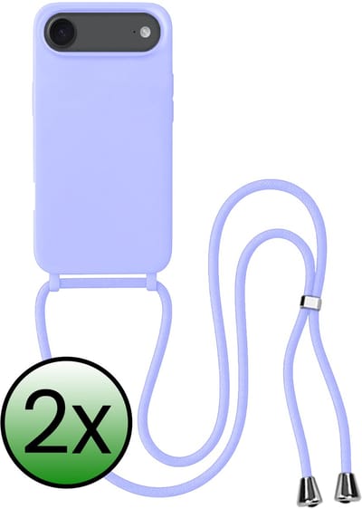Hoes Geschikt voor iPhone Air Hoesje Met Koord - Telefoonhoesje Geschikt voor iPhone Air Backcover Met Afneembaar Koord - Lila - 2 Stuks