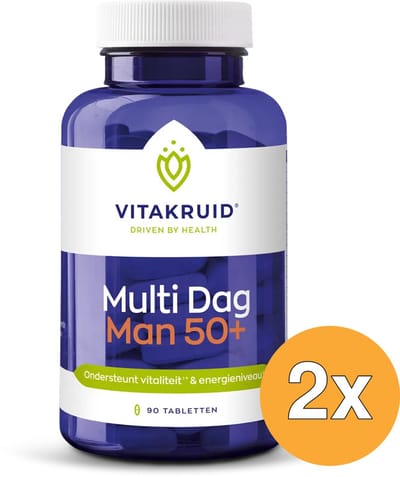 2x Vitakruid Multi Dag Man 50+ 100% Vegan (90 tabletten)