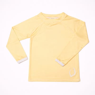 Ducksday - UV-Zwemshirt voor kinderen - UV-werend UPF50+ - Rashguard met Lange mouwen - unisex - Geel effen - maat 2 jaar
