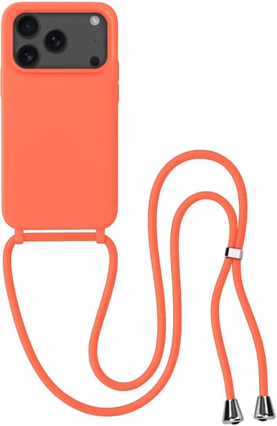 Hoes Geschikt voor iPhone 17 Pro / 18 Pro Hoesje Met Koord - Telefoonhoesje Geschikt voor iPhone 17 Pro / 18 Pro Backcover Met Afneembaar Koord - Papaya