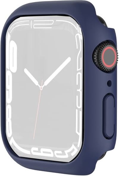 By Qubix - Apple Watch 45mm Hard case (open front) - Donkerblauw - Geschikt voor Apple Watch 45mm hoesje - screenprotector - Bescherming iWatch - Bescherm hoesje