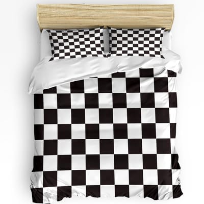 3-delige beddengoedset roze geruite huistextiel dekbedovertrek kussensloop jongen kind tiener meisje beddengoedset US Queen(228x228cm)