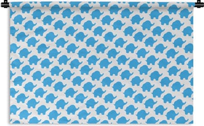 Wandkleed - Wanddoek - Blauw - Olifant - Design - 180x120 cm - Wandtapijt
