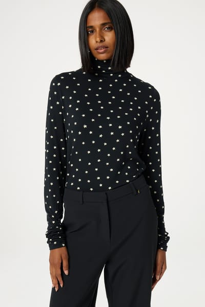 Fabienne Chapot Jade Top Black/warm White Maat: S | Longsleeves Outlet | Dames | Wit