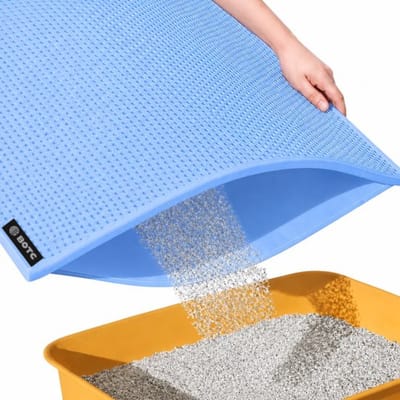 BOTC Kattenbakmat XL - Dubbellaags - 60x45 cm - Waterdicht - Urinebestendige opvangmat - 1 stuk - Blauw