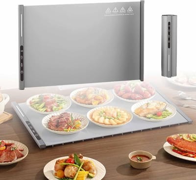 Warmhoudplaat- Voedselverwarmer - Voedselverwarmingskussen -Voedselverwarmer - 250W elektrische oprolbare verwarmingsplaat met 8 temperatuurinstellingen en 6 uur timer, voor thuiskeukenbuffetservice, waterdicht siliconen materiaal - grijs