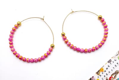 Jeannette-Creatief® - Beach - Roze Calciet - Oorringen - Oorbellen - Roze Natuursteen Calciet kralen Roze Goud - Gouden Lavakralen - Hoops - Valentijn
