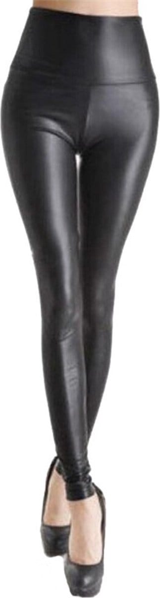 WiseGoods Luxe Latex Legging Dames - Leggings - Sexy Kleren Vrouwen - Party Kleding - Wetlook Broek - Disco Broeken - Zwart - XL