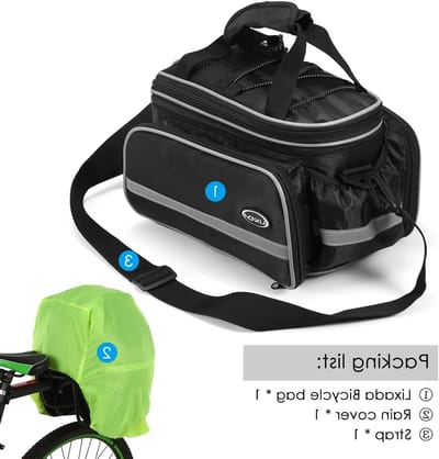 Waterdichte fietstas voor achterop de fiets met regenhoes, ideaal voor bagage en accessoires