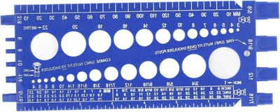 Draad- en Moercontrolemeter voor Imperiale en Metrische Schroeven, Muurbevestiging, Identificatiegegevens en Gebruiksgemak, Ideaal voor Klussen en Onderhoud