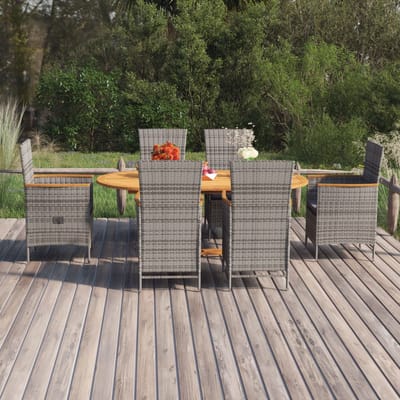 vidaXL - 7-delige - Tuinset - poly - rattan - grijs