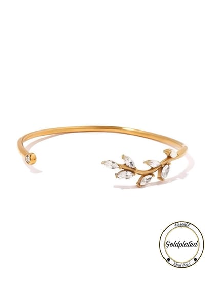 Soraro Zirkonia Armband Dames | Zirkonia | Goldplated | Bangle | Goudkleurig | Klemarmband | Zirkonia Armbanden | Cadeau voor haar