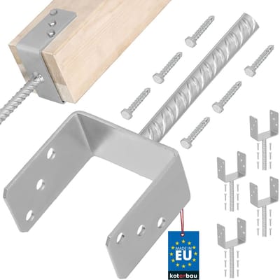 KOTARBAU® 4 st Paalhouder Beton, Verzinkt Staal, 121 mm, Zilver, Paaldrager in Beton Storten, Betonanker voor Houten Palen, Paalhouder Schutting Beton