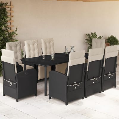 vidaXL - 9-delige - Tuinset - poly - rattan - zwart