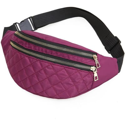 Sac banane pour femme et homme, imperméable, décontracté, poitrine, sac à main, unisexe, sport, voyage, sac banane à carreaux, sacs de ventre violet