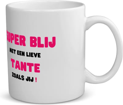 Akyol - super blij met een lieve tante zoals jij koffiemok - theemok - Tante - de liefste tante - verjaardag - cadeautje voor tante - tante artikelen - kado - geschenk - 350 ML inhoud