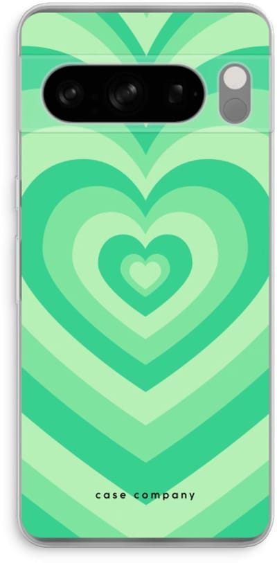Case Company® - Hoesje geschikt voor Google Pixel 8 Pro hoesje - Hart Groen - Soft Cover Telefoonhoesje - Bescherming aan alle Kanten en Schermrand