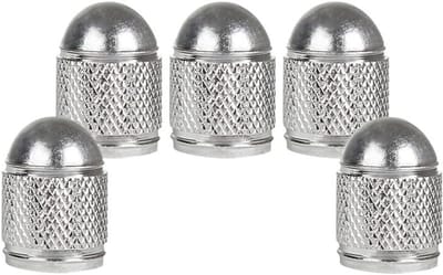 5 Stuks Aluminium Ventieldoppen in Balstijl voor Auto's, Fietsen, Vrachtwagens en Motoren - Universele Ventieldoppen in Zilver