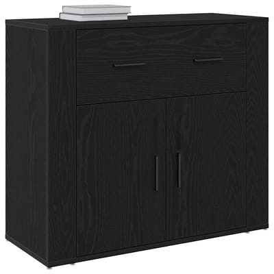 vidaXL - Dressoir - Zwart - Eiken - 80 - x - 33 - x - 70 - cm - Bewerkt - hout