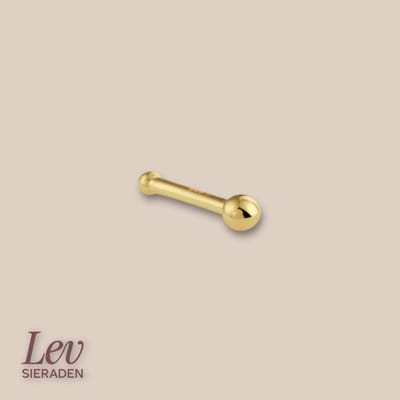 Lev Sieraden - 2 mm Neusknopje - 14 karaat geelgoud - Handgedraaid