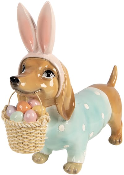 Clayre & Eef Decoratie Beeld Hond 31x10x27 cm Bruin Kunststof