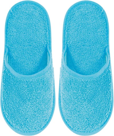 Badslippers Badstof Uni Pure met Zool Aqua Maat 38 - 1 Paar