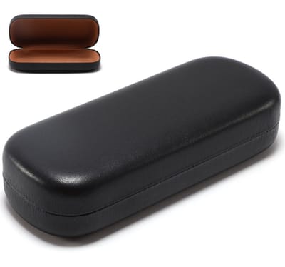 Brillenkoker - Brillendoos - Stevig Brillenkoker - Harde Slijtvaste Praktische Brillendoos - Brillenhoes - 16x6.4x3.6cm - Hard Case - PU-lederen Brillenkoker - Zwart