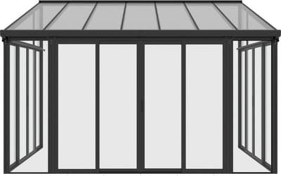 Aluminium Overkapping / Serre - Grijs - Incl. Zijwanden & Schuifdeur