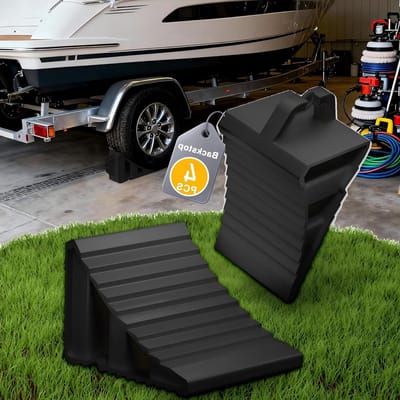 Wielwiggen Set - Banden stoppers - Veilig parkeren - Antislip structuur - 4 stuks - Zwart