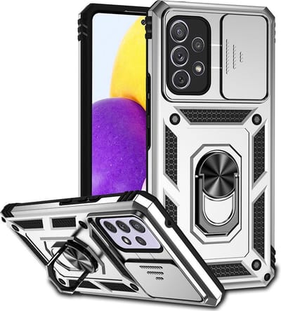 Coverup Hoesje - Geschikt voor Samsung Galaxy A53 Hoesje - Coverup Armor Ring Kickstand Back Cover met Camera Shield - Grijs