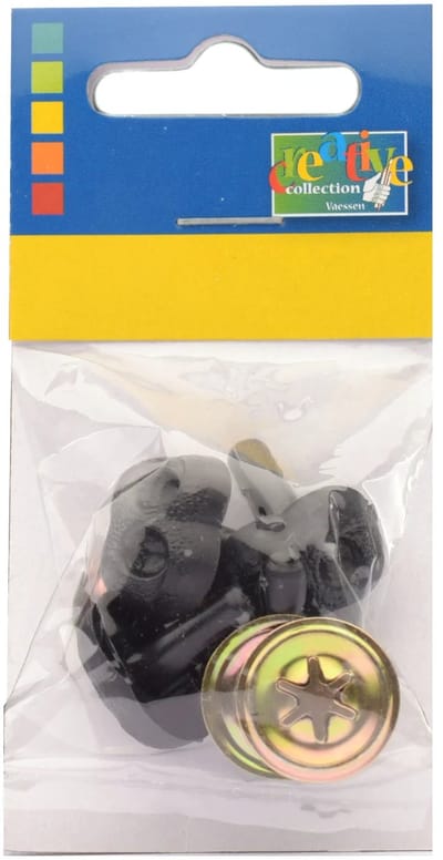 Vaessen Creative Collection - art. 51920 - 4 veiligheidsneuzen 20mm zwart - beer - hond - veiligheidsneusjes voor knuffels met veiligheidsring - neuzen
