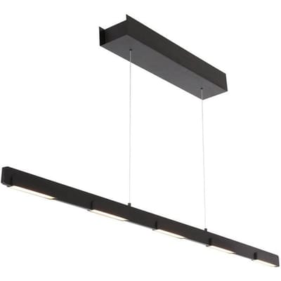 Hanglamp Bloc 3296ZW Zwart Hoogteinstelbaar van Glas en Metaal - Steinhauer, 120 cm met LED Module en Dimbaarheid