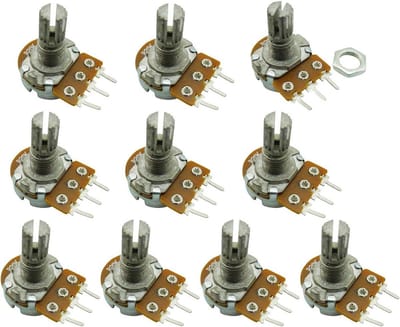 10 Stuks 1K Ohm Lineaire Rotary Potentiometers met As - 15mm Montage