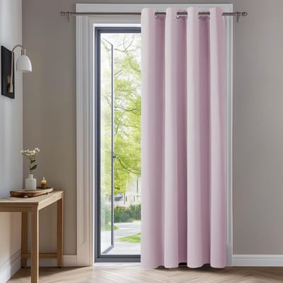 Lichtroze Verduisteringsgordijn 132x229 cm met Ringen - Ondoorzichtig en Eenvoudig te Installeren