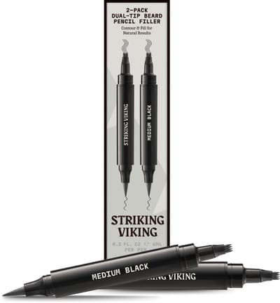 Striking Viking Beard Filler Pen voor Mannen - Jet Zwart - 2-pack