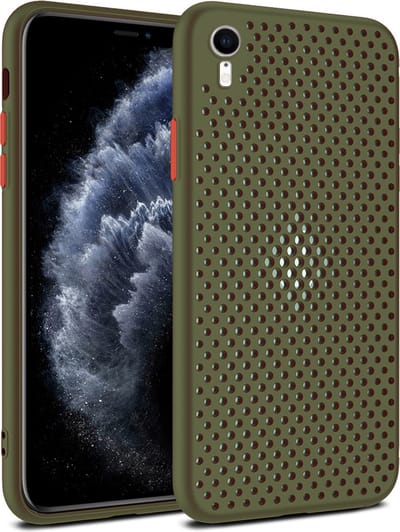Smartphonica iPhone Xr siliconen hoesje met gaatjes - Legergroen geschikt voor Apple iPhone XR
