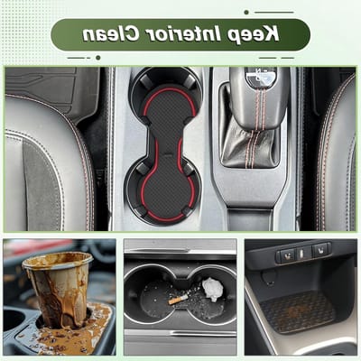 Antislipmatten voor Auto's - Rubber Mat voor Middenconsole, Cupholder en Deurkappen, Geschikt voor Ford Ranger T9 (2023-2025) en Raptor, Tremor, Wildtrak XL XLT, Rood