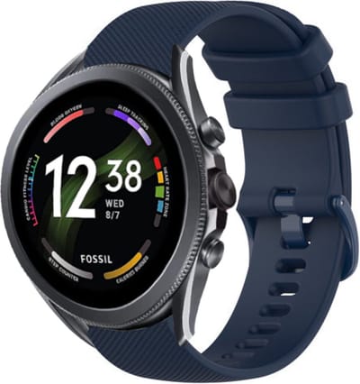 Strap-it Luxe siliconen bandje - geschikt voor Fossil Gen 5 / Gen 5e 44mm / Gen 6 44mm - donkerblauw