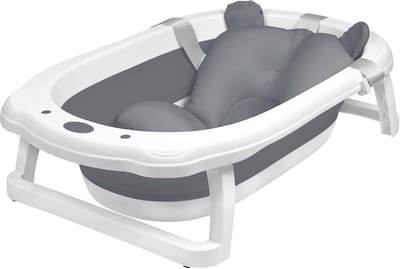 Opvouwbare Babybadkuip met Anti-Slip en Badzitkussen voor Pasgeborenen