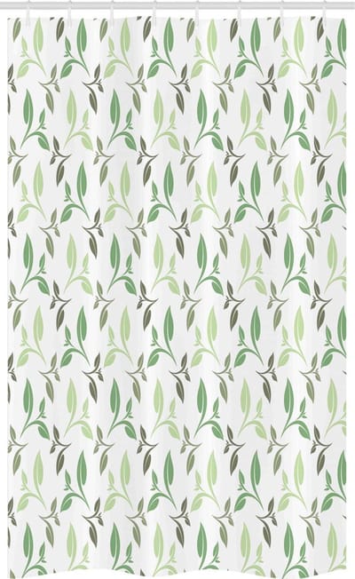 ABAKUHAUS douchegordijn – 120x180 cm – Groene bladeren, waterafstotend, 12 haken incl.