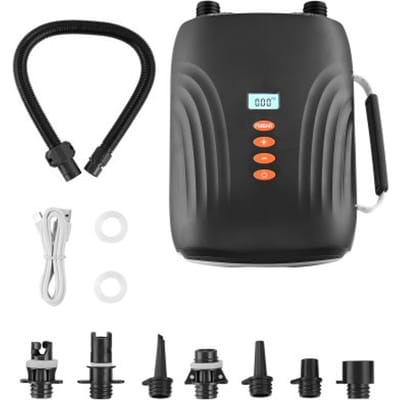 VEVOR Paddleboardpomp (20 PSI) Oplaadbare batterij, tweetraps elektrische SUP-luchtpomp met automatische uitschakeling en 12 V DC-autovoeding, opblazen en leeglopen, ideaal voor opblaasboten